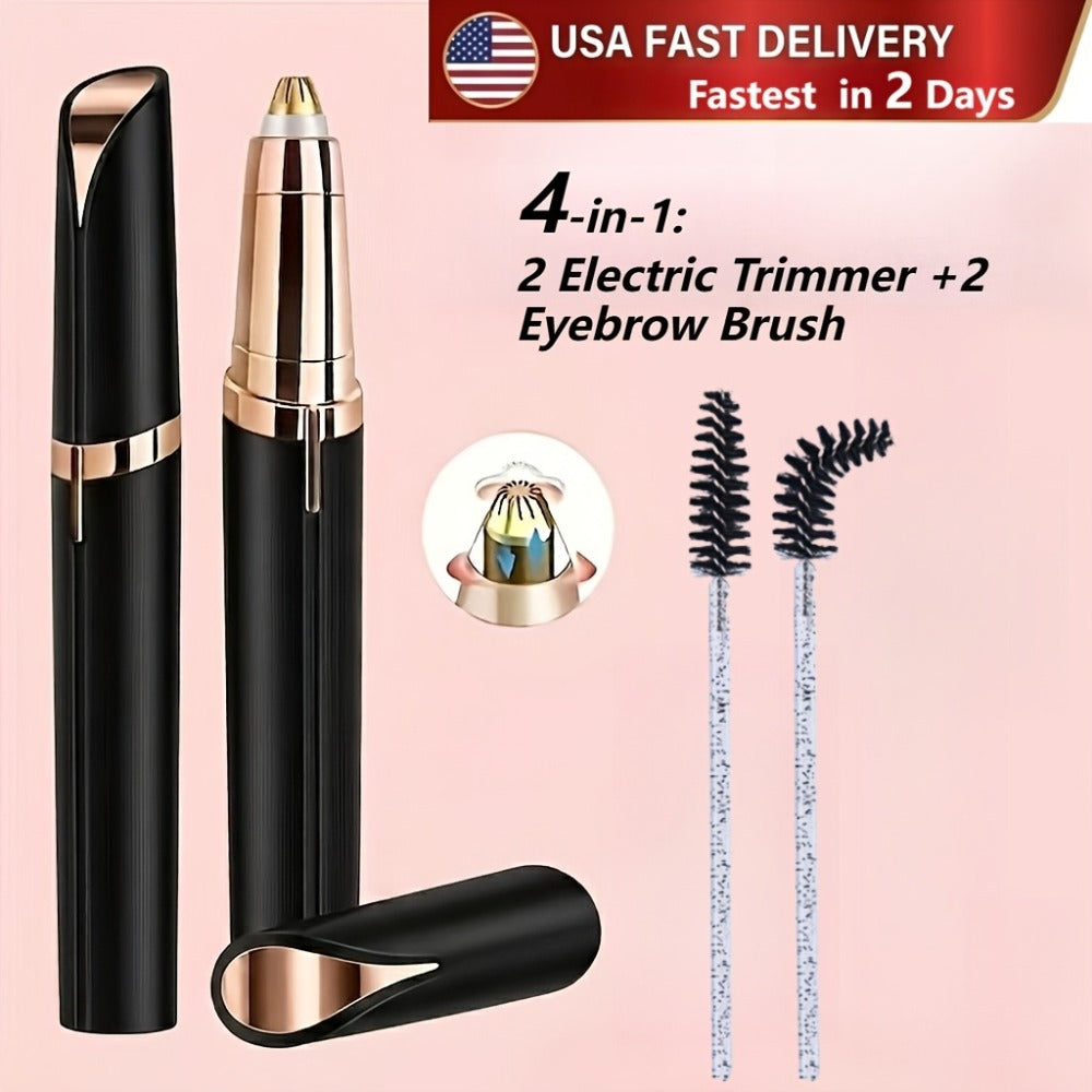 Eyebrow Trimmer: Electric for Women 2 Pack, USB Rechargeable Painless Precision Eyebrow Razor Pen