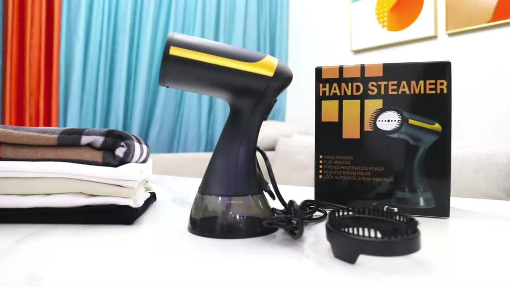 Steamer Iron For Clothes with Cleaning Brush Black White Carbon Fiber