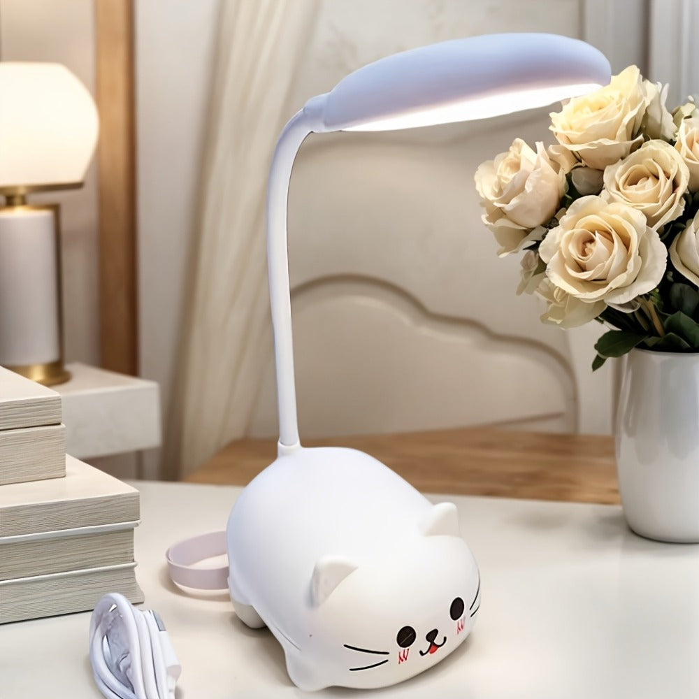 Kids Night Light in Bunny or Cat Designs, Foldable USB-Rechargeable Mini Table Lamp for Bedroom Lighting
