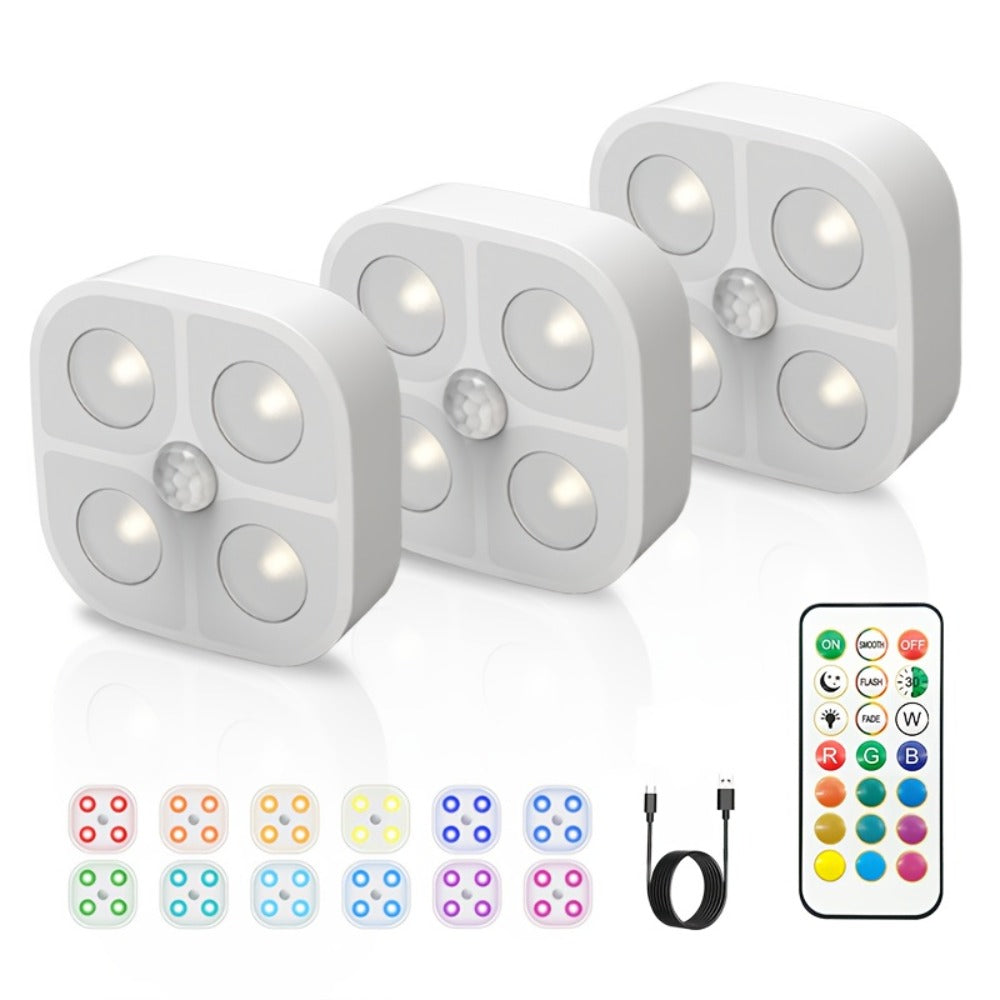 Puck Lights, Wireless LED Closet Lights, Color Changing Night Light for Hallway Stairway Bathroom Bedroom Kitchen
