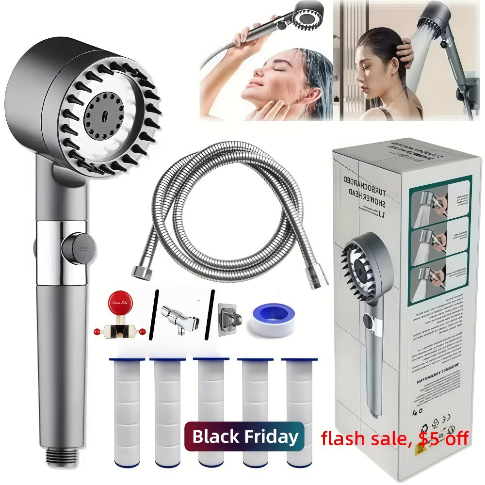 Shower Head, Filtered Set 9-Piece 3-Stage Adjustable High Pressure Handheld, Wall Mounted Rainfall Shower Combo