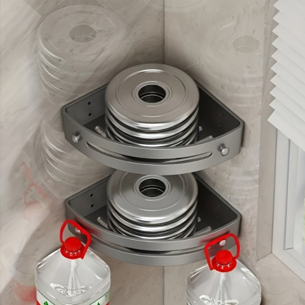 Shower Caddy, Corner Organizer 2pcs 2-Tier No-Drill Wall-Mounted Bathroom Shelf Rack, ABS Plastic Shower Shelves for Shampoo