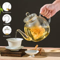 Glass Teapot with Removable Infuser 51oz Borosilicate Clear Tea Kettle Stovetop Safe for Loose Leaf Blooming Herbal & Flower Tea – 1530ml Tea Pot with Optional Teacup Set