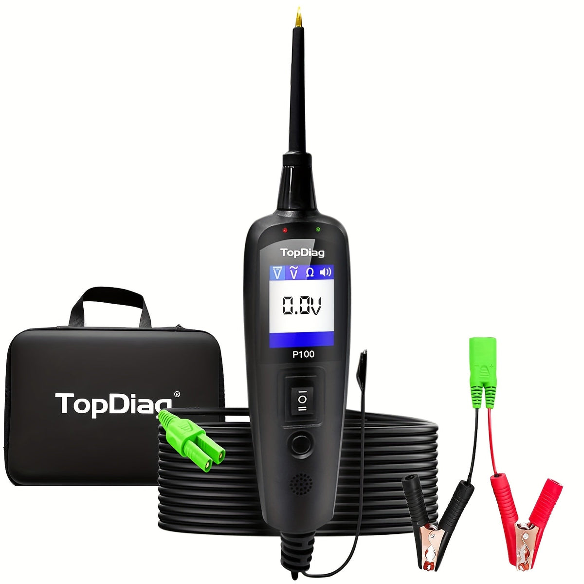 Automotive Circuit Tester P100 Power Probe Kit 12V 24V Car Electrical Test Tool Short Circuit Finder 6-30V 40ft Cable Voltage Current Detector Truck Trailer