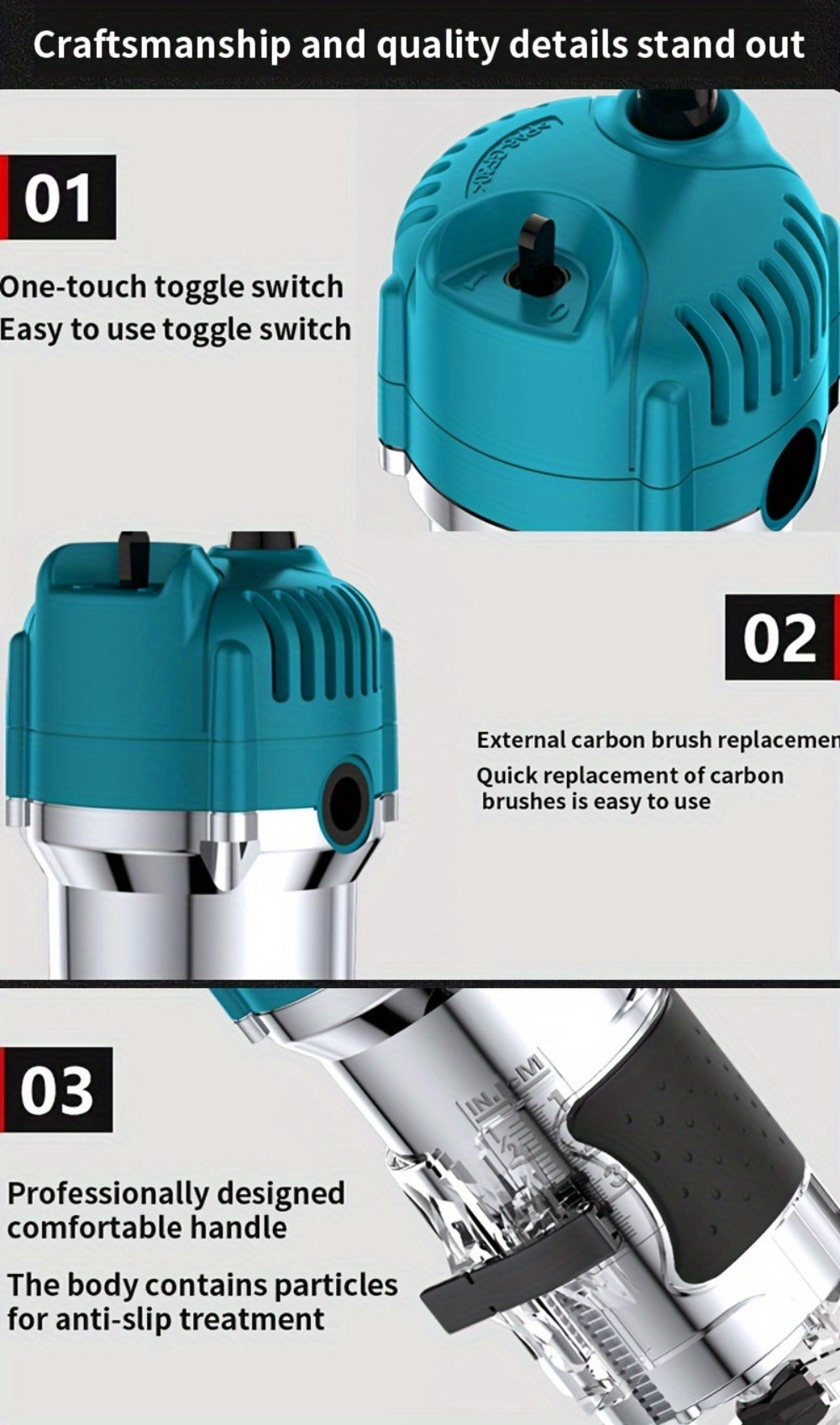 Wood Router with Wood Slotting and Optional 15pc Milling Cutter Set for Woodworking