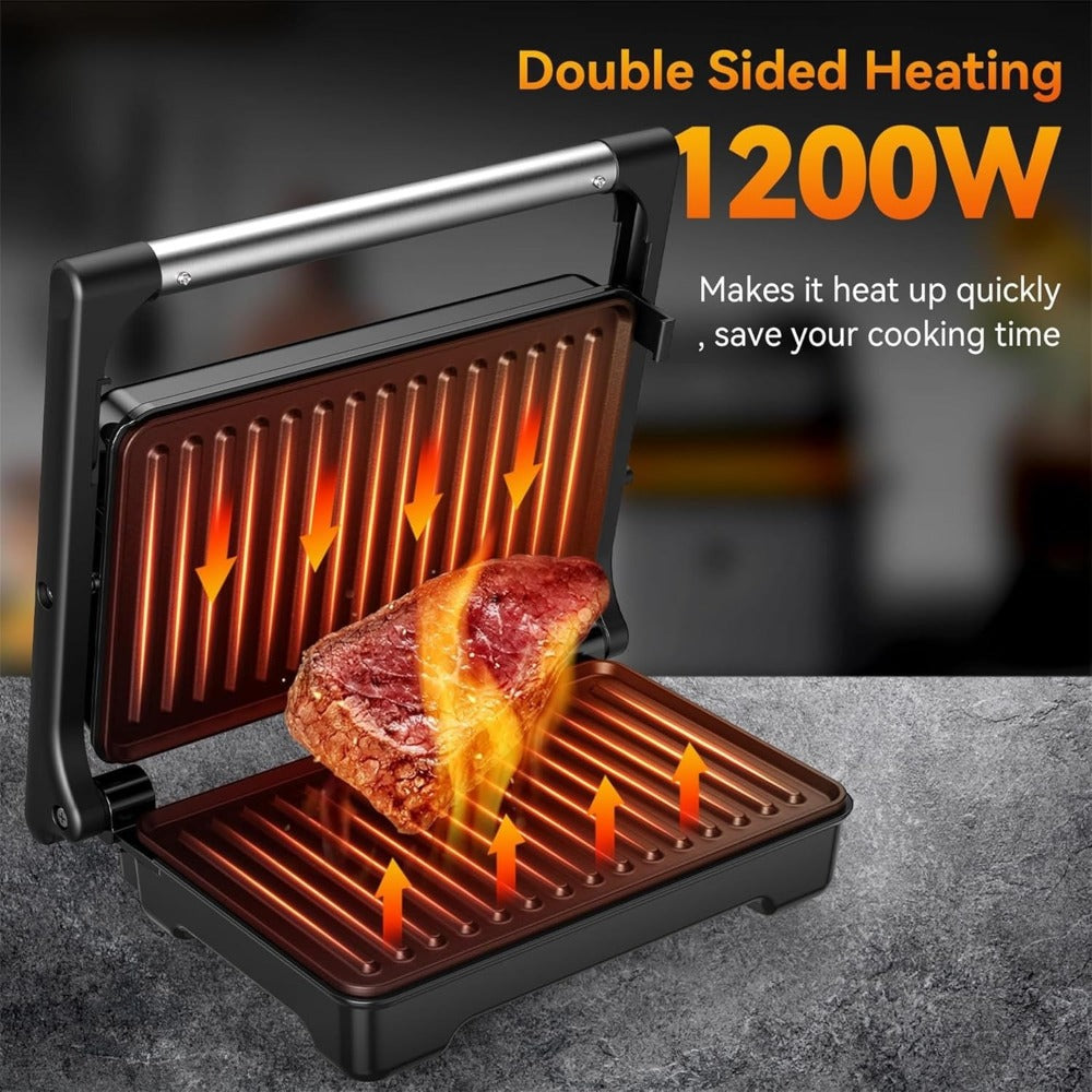 Sandwich Maker with Indicator Lights for Sandwiches Steaks Waffles