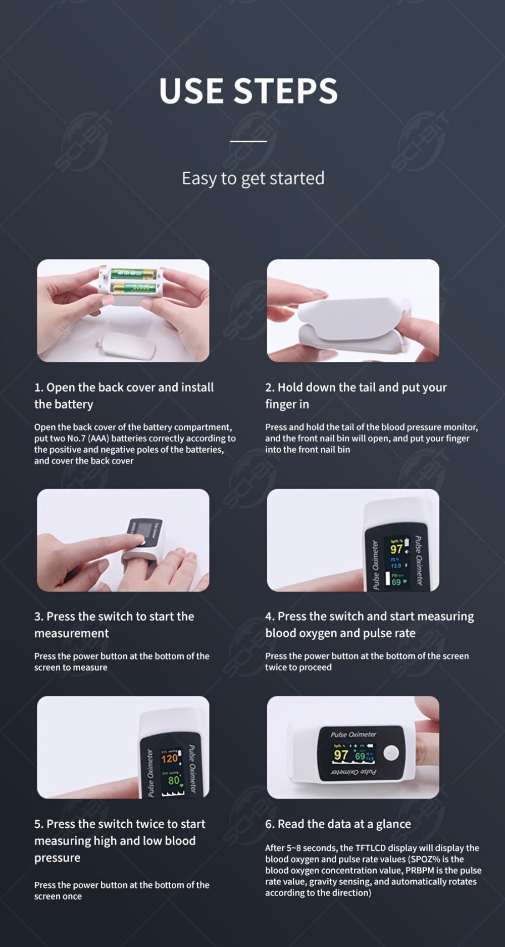 Pulse Oximeter, Real-Time Heart Rate & SpO2 Tracking via Bluetooth App, Compact Digital Oxygen Meter