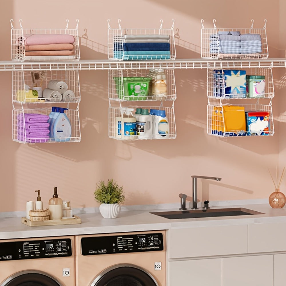 Laundry Basket Organizer with 360° Rotating Hook for Washing Machine and Drying Rack
