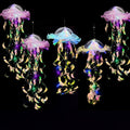 Jellyfish Lantern Party Decorations 5 Pack – Colorful Translucent Ribbon Hanging Lights for Halloween Christmas Wedding Birthday, Indoor Outdoor Festive Event Decor (Crystal Ribbon / Set)