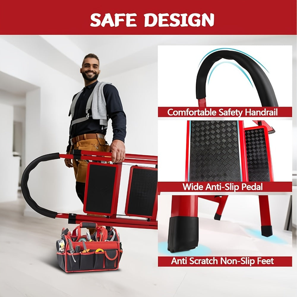 5 Step 500 LBS Anti-Slip No Assembly, Portable Lightweight Ladder for Home, Folding Step Stool