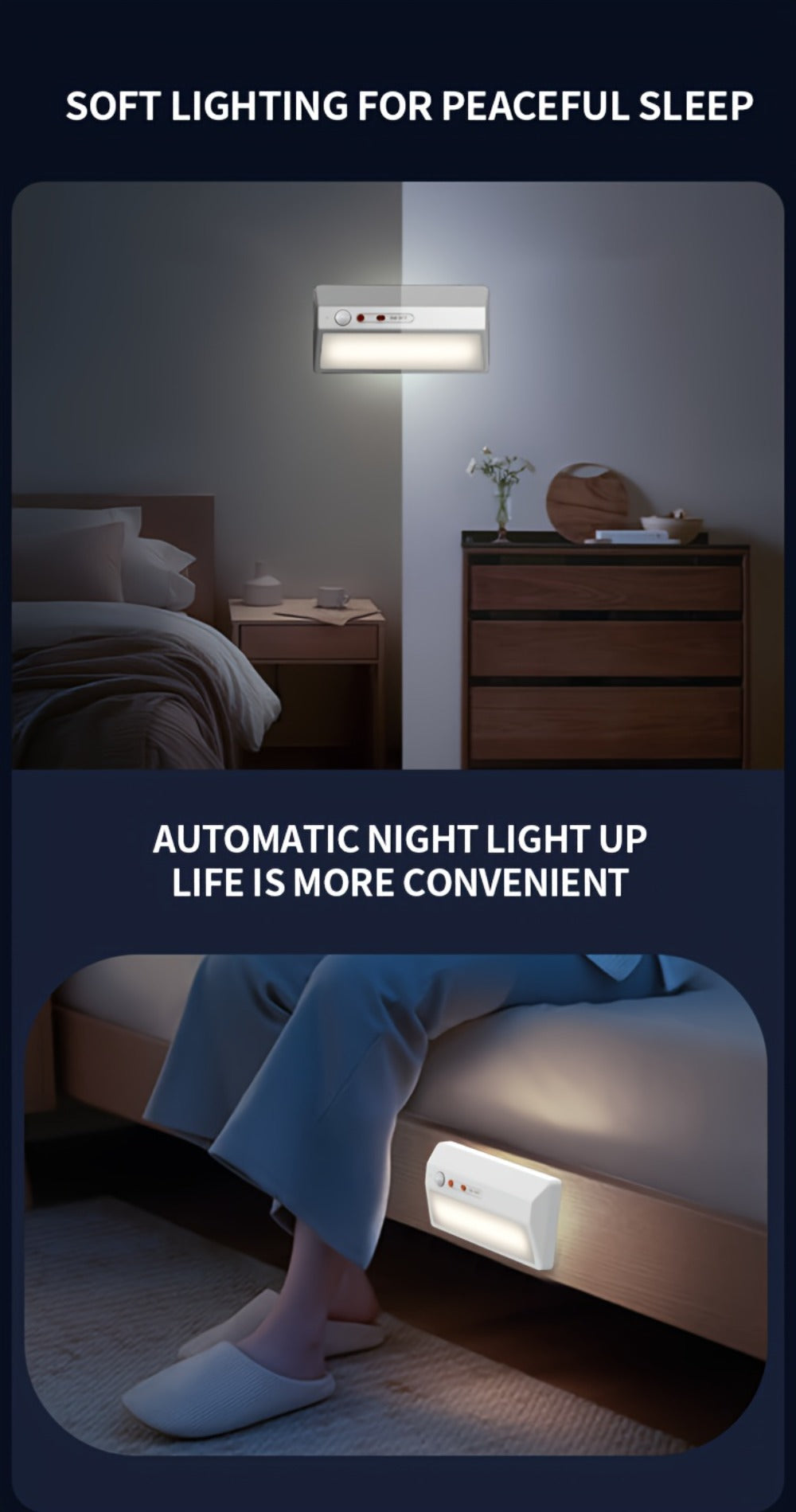 Motion Sensor Night Light, Plug-In LED Sensor Light with Automatic On and Off in the Dark for Entryways and Staircases