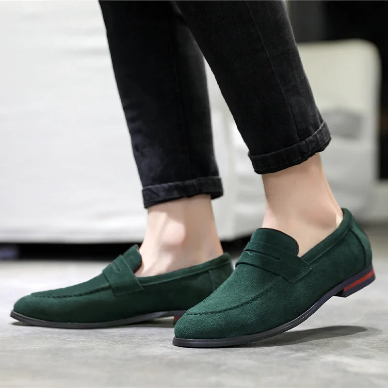 Men's Suede Loafers | Slip-On Dress Shoes for Wedding Business & Formal Events
