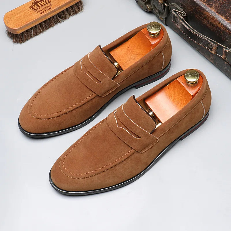 Men's Suede Loafers | Slip-On Dress Shoes for Wedding Business & Formal Events