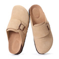 Crestar Women's Cow Suede Leather Clogs – Antislip Cork Sole Mules
