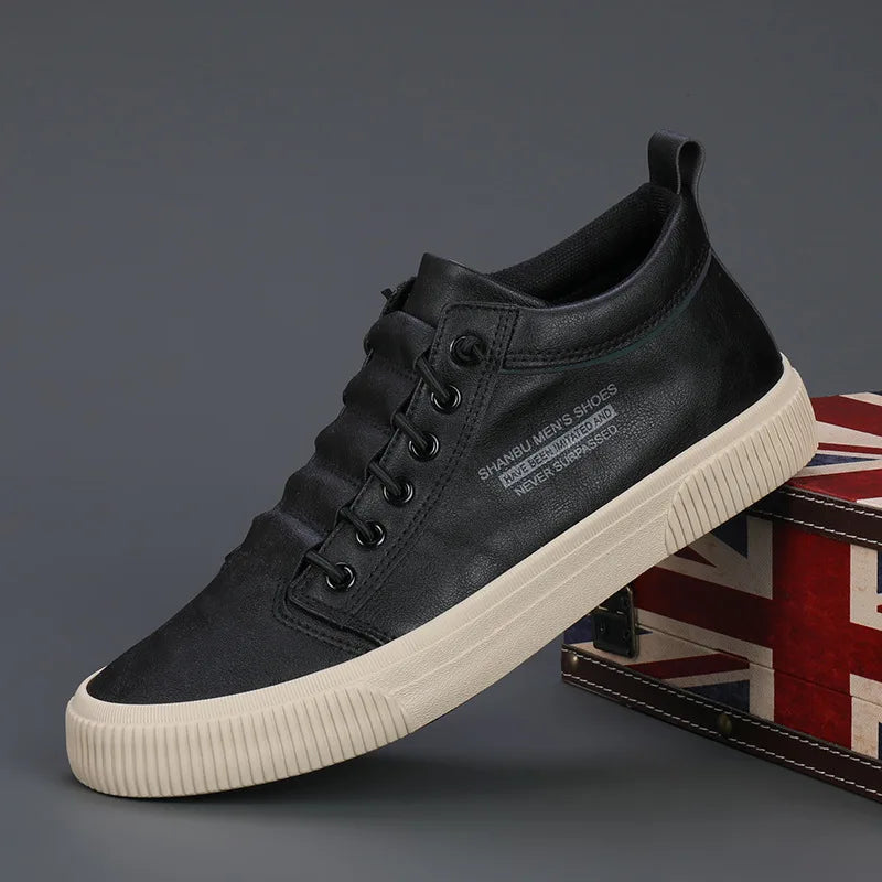 Men's Leather Casual Board Shoes | Soft Sole Anti-Slip Driving Shoes