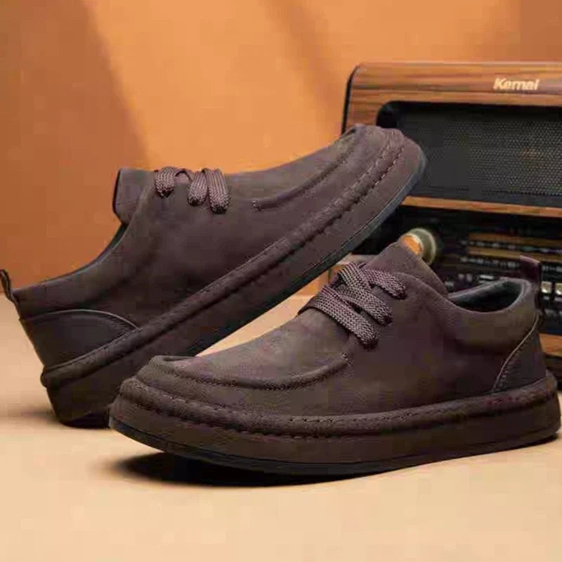 Men's Brown Suede Casual Walking Shoes | Fashionable Durable Comfort Footwear