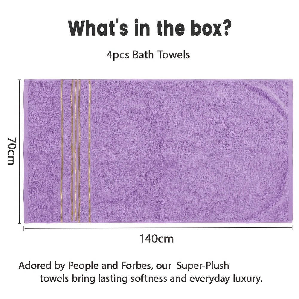 Bath Towel Set, 4-Pack 620GSM Bamboo Cotton Blend Super Soft Quick-Dry Absorbent Towels for Bathroom Spa Gym Travel