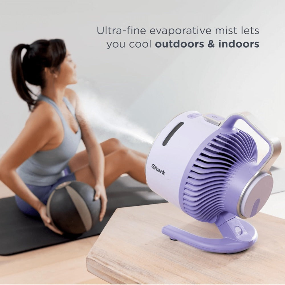 Misting Fan in a Portable Refurbished Sky Color Design for Indoor and Outdoor Use (29Hr Battery)