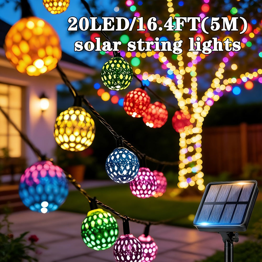 Solar String Lights Outdoor with 8 Modes and Boho Garden Lights for Patio