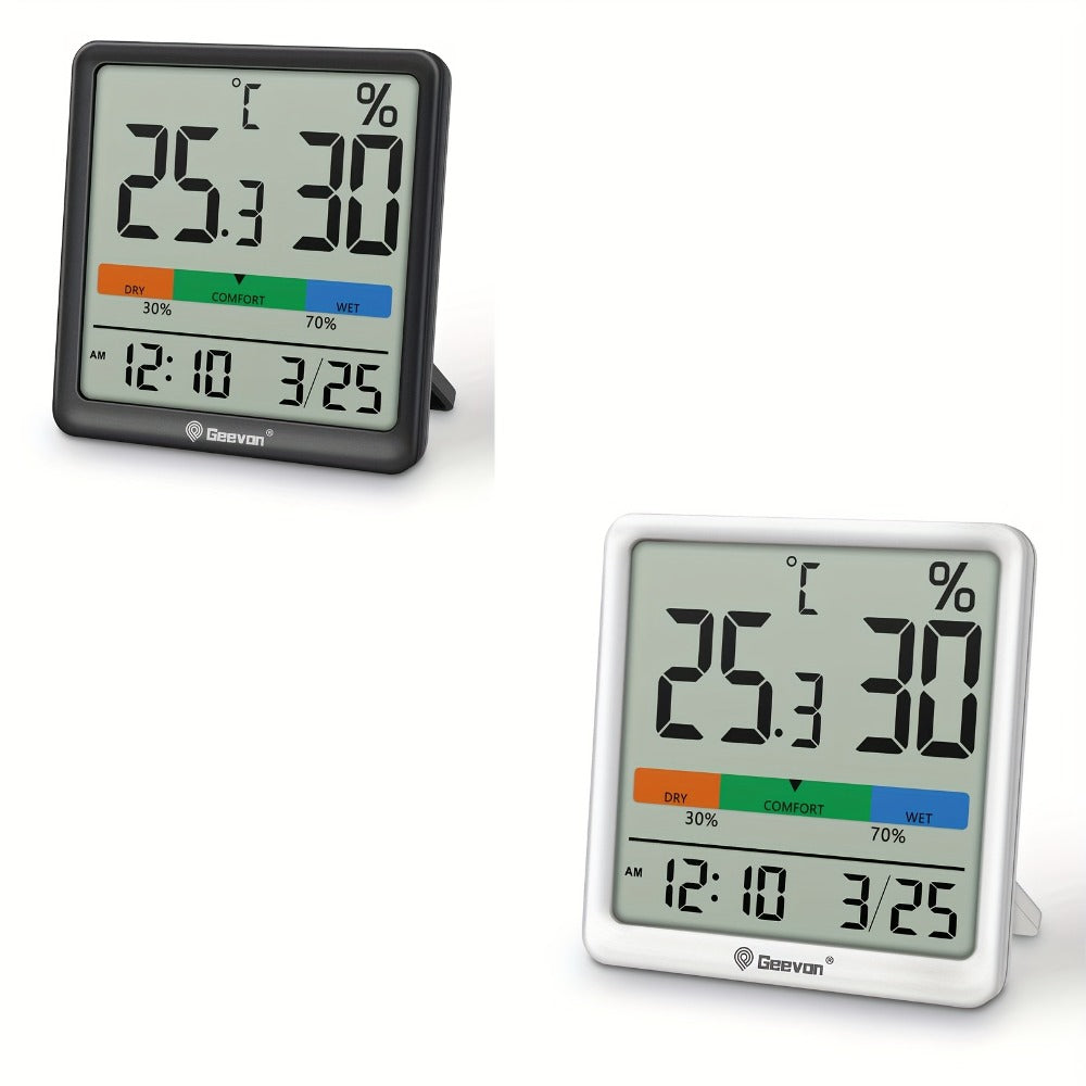 Digital Indoor Thermometer Hygrometer with Clock and Calendar for Home Office