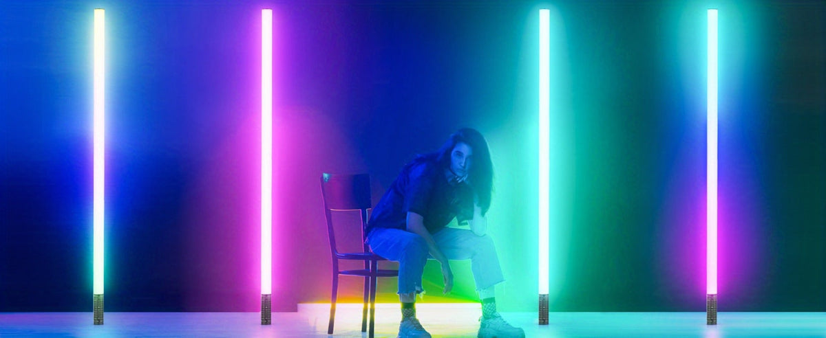 RGB Tube Light with Stand – Smart App & Remote Control, Music Sync Color Changing, Timing, USB Powered for DJ Lighting, Photography, Dance Club, Game Room & Festival (1 or 2 Pack)