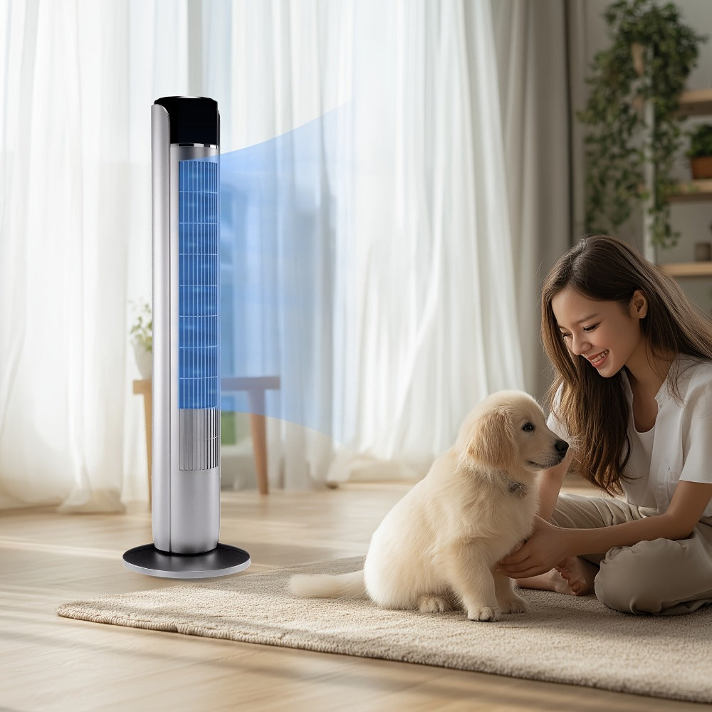 Bladeless Tower Fan with Remote Control and 12-Hour Timer for Home