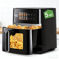 Air Fryer 5 Quart 8-in-1 Electric Hot Air Oven 1350W with LED Touchscreen & 360° Hot Air Circulation – Large Capacity Digital Air Fryer for Fry Roast Bake Grill Dehydrate, Black