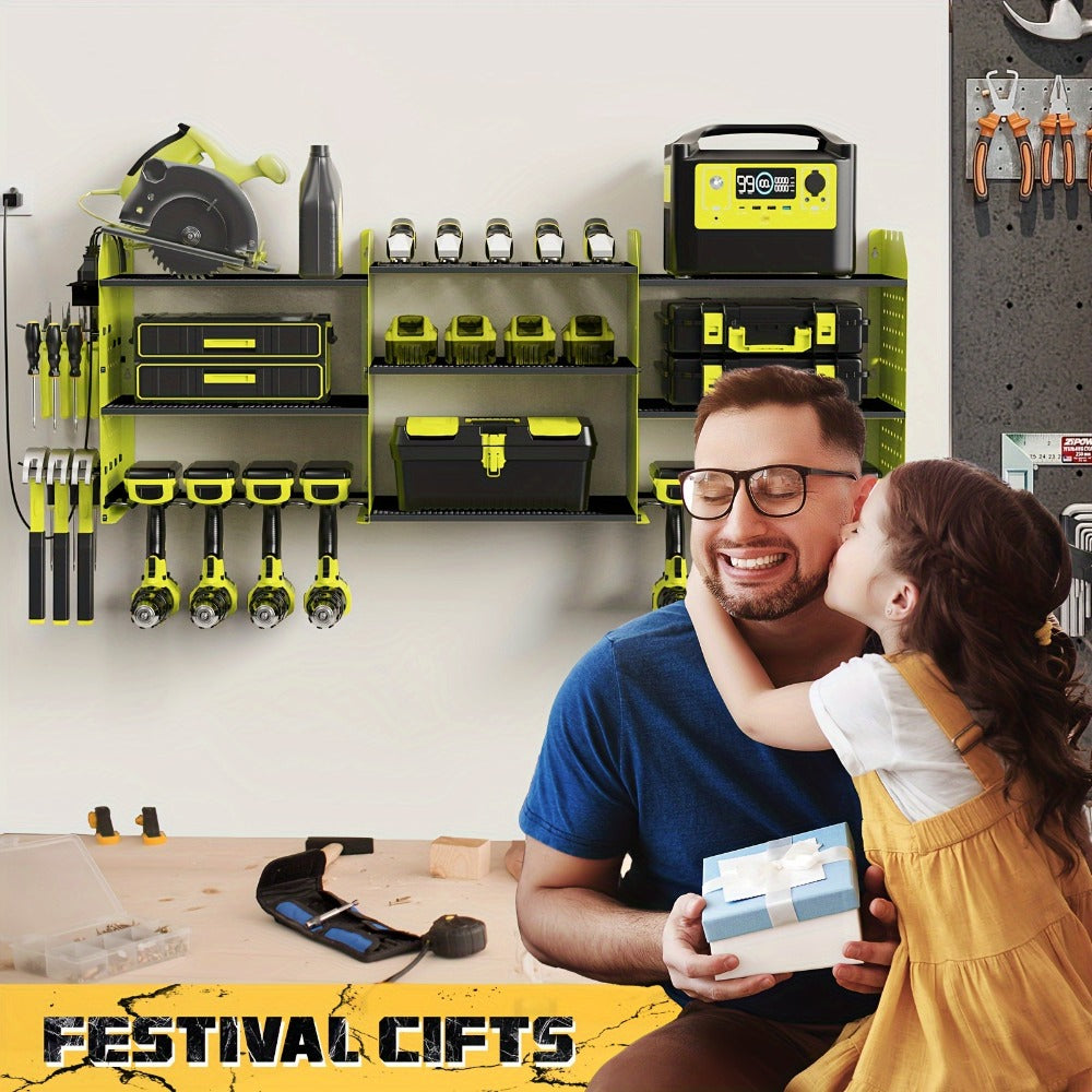 Power Tool Organizer with Adjustable Garage Tool Shelf for Workshop and Tool Room
