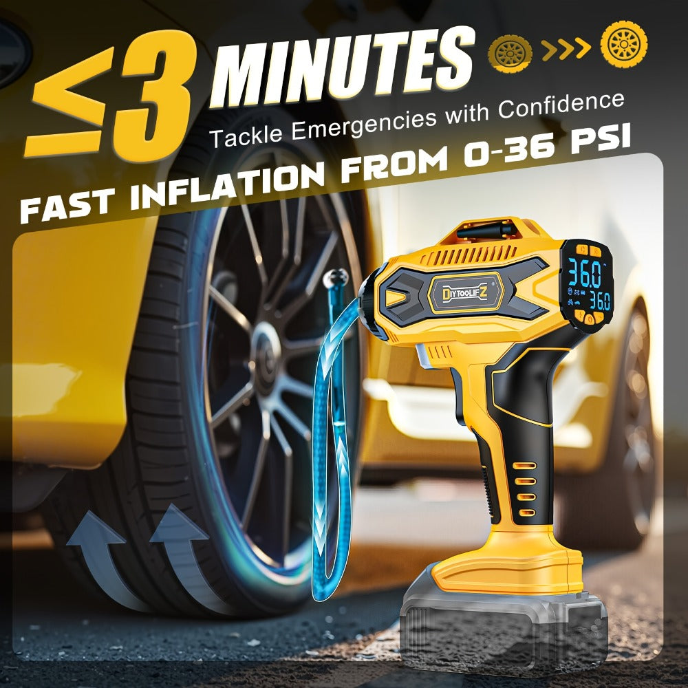 Tire Inflator, Cordless 160PSI Portable Air Compressor Compatible, DeWalt 20V / 18V Battery Digital Pressure Gauge