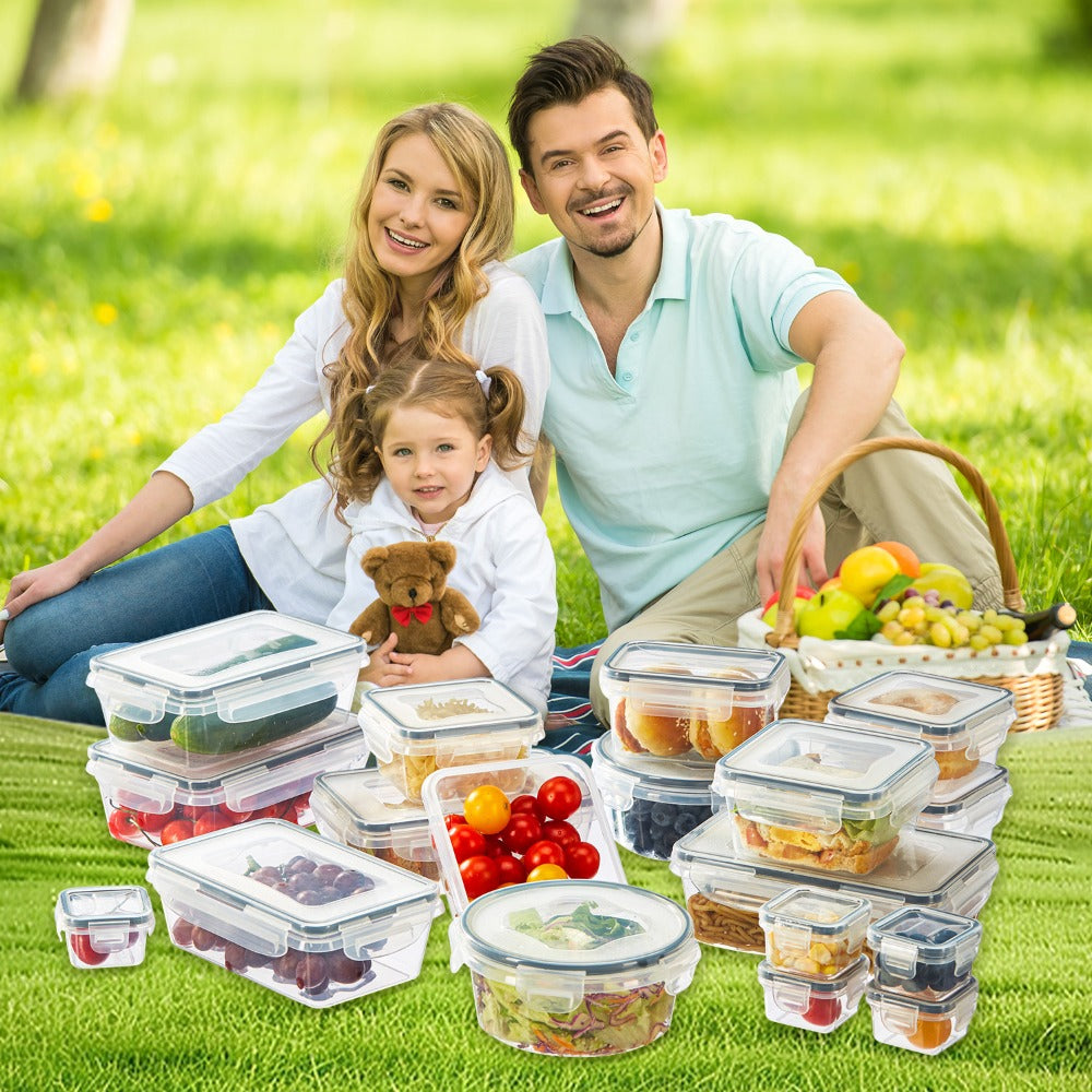 Food Storage Containers With Lids Airtight Plastic Container Set for Kitchen Pantry Organization, Easy-Lock Leak-Proof Design