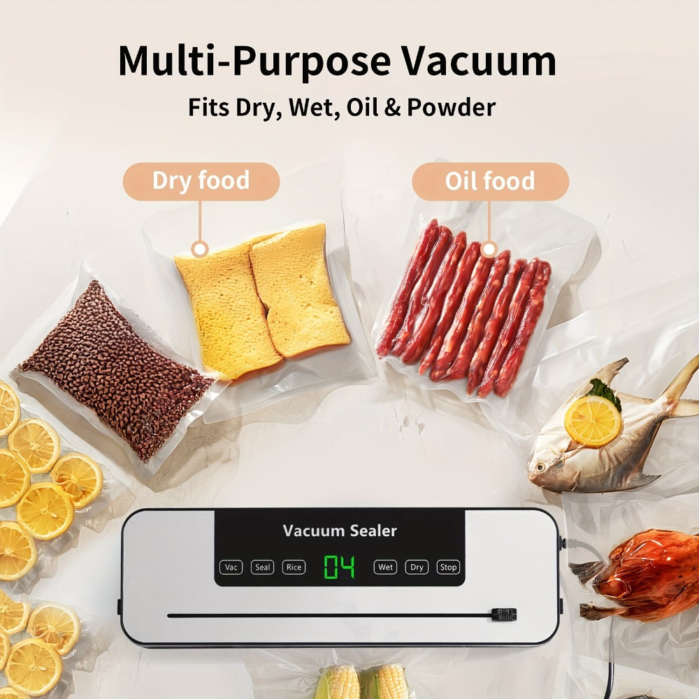 Vacuum Sealer Machine with Bags Cutter and Hose for Dry and Moist Foods
