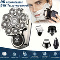 9D Electric Head Shaver for Bald Men – 5-in-1 Cordless Rechargeable Bald Head Razor & Grooming Kit for Home and Travel