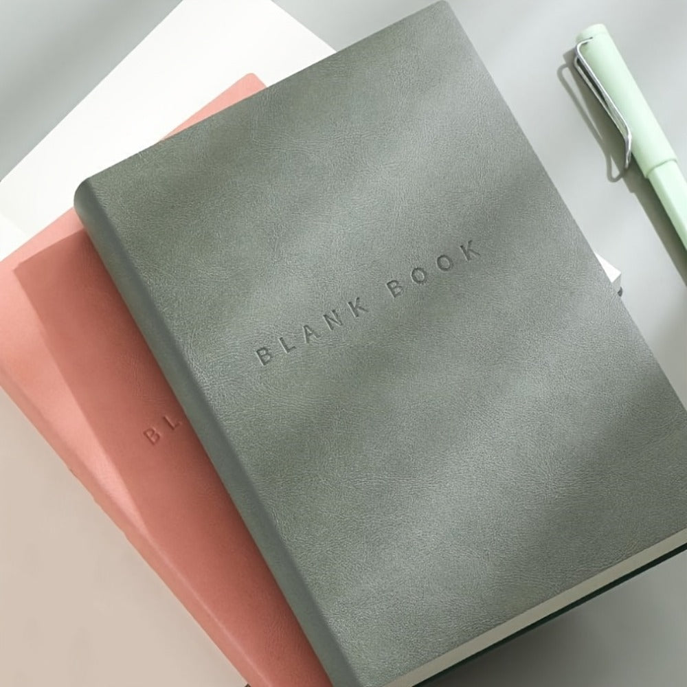 Blank Notebook with A5 760 Pages Leather Soft Cover Sketchbook