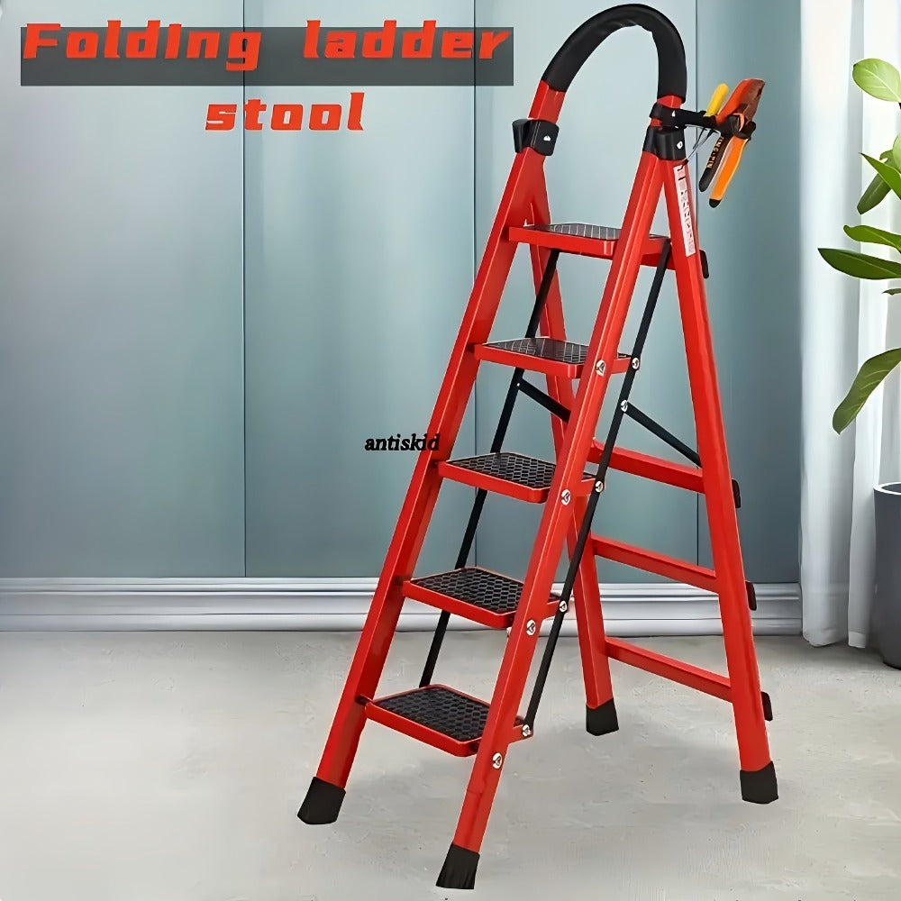 5 Step 500 LBS Anti-Slip No Assembly, Portable Lightweight Ladder for Home, Folding Step Stool