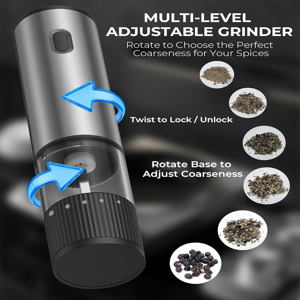 Electric Pepper Grinder with 5-Level Adjustable Coarseness and Ceramic Core for Kitchen Cooking