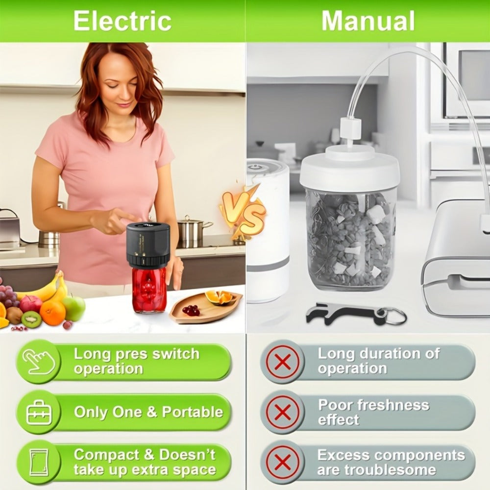 Electric Mason Jar Sealer One-Touch Vacuum Seal with Regular Mouth Lids