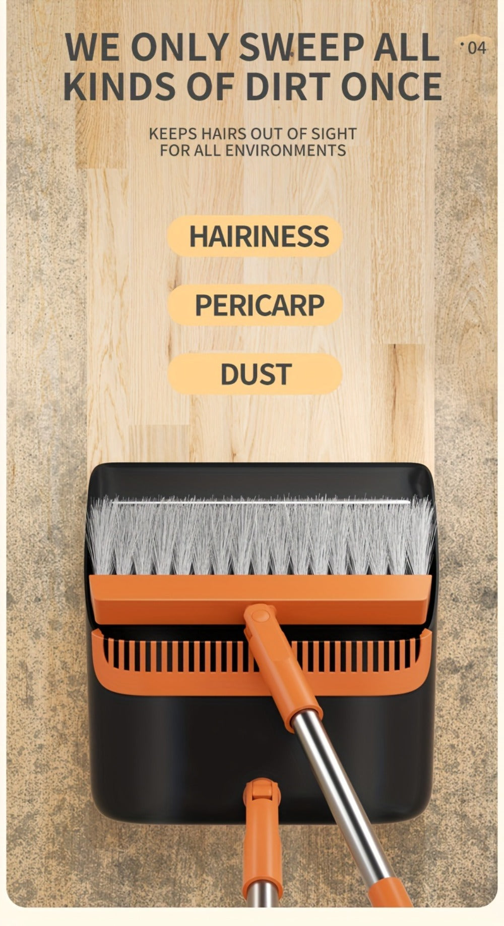 Broom And Dustpan Set with 50 Inch Extended Handle for Dust Hair Debris