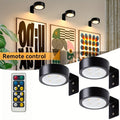 Battery Operated Picture Lights 3-Pack, Magnetic Painting Light with Remote & Timer, 3 Lighting Modes Dimmable Wireless Wall Puck Lights for Art Frames Portraits – Black