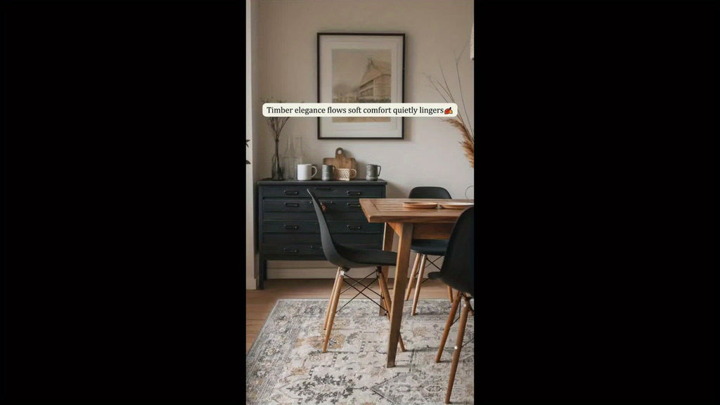 Vintage Chenille Area Rug Non-Slip Machine Washable – Retro Print Lightweight Carpet for Living Room, Bedroom, Dining Area & Home Office – Light Taupe Brown, 8 Sizes