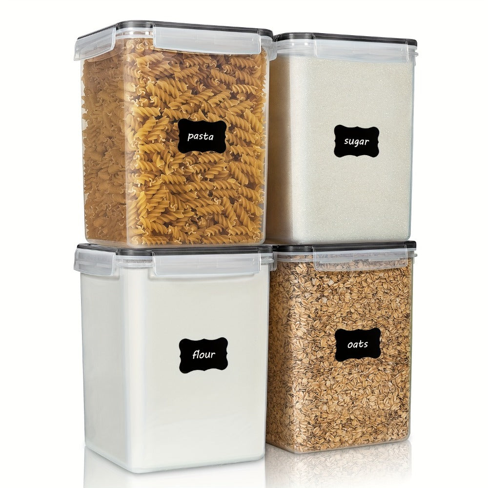 Food Storage Containers, Large Airtight Pantry Canisters 4 Pack, Lids for Flour Sugar Rice Cereal and Baking Supplies