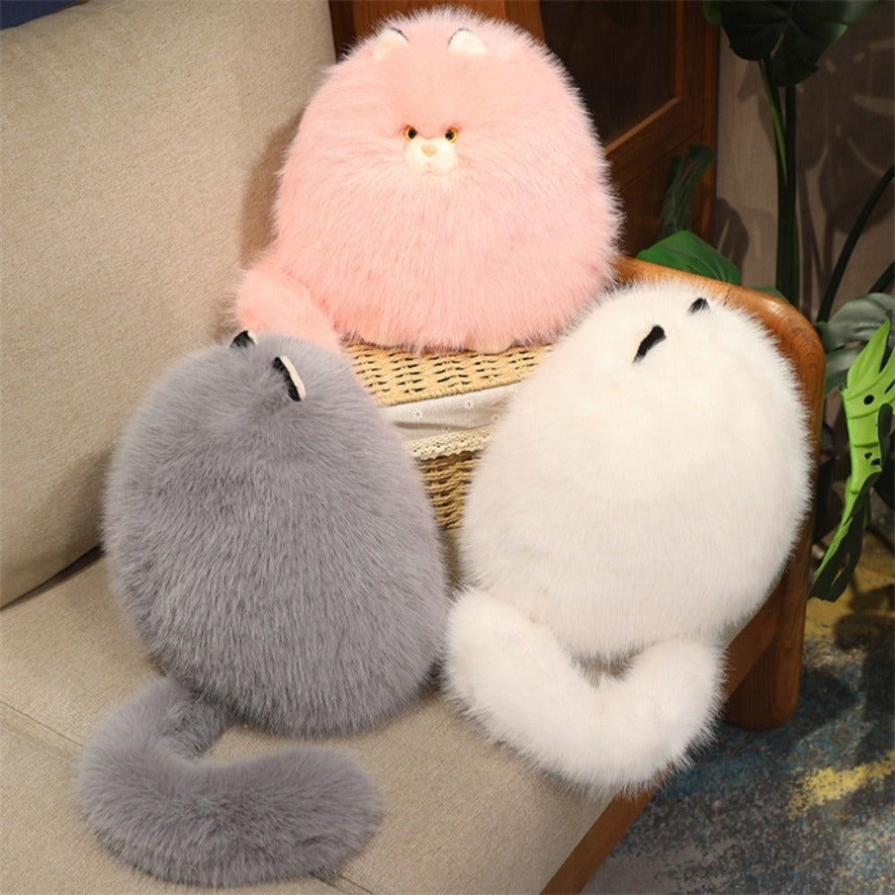 Silly Long Hair Cat Plush Pillow for Cat Lovers, Soft and Comforting for Sleep