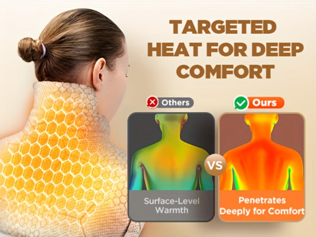 Heating Pad for Neck and Shoulders, Weighted Electric Wrap with Six Heat Settings and Automatic Shut-Off