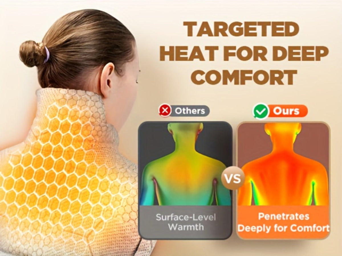 Heating Pad for Neck and Shoulders, Weighted Electric Wrap with Six Heat Settings and Automatic Shut-Off