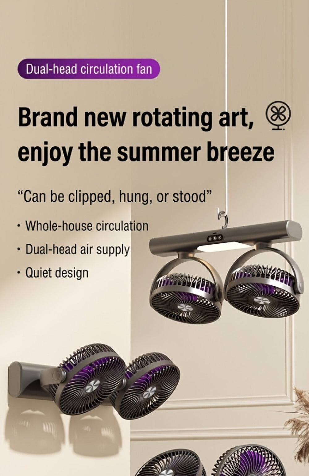 Usb Fan in a Rechargeable Design for Camping and Home & Office