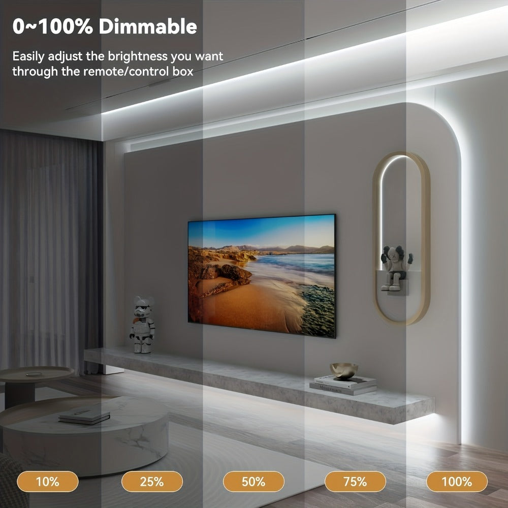 Cob Led Strip Light Dimmable 32.8ft 10m, 8mm Ultra-Thin 24V High Density Flexible COB LED Tape Light with Dimmer Switch, for TV Backlight
