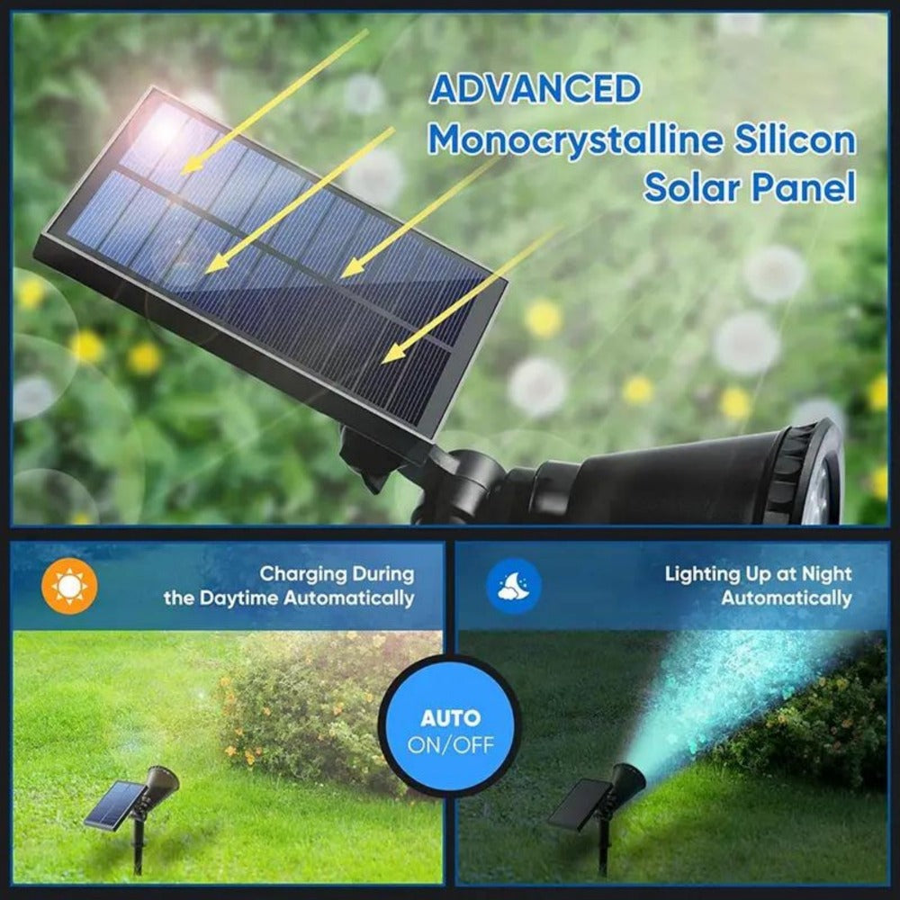 Solar Landscape Lights with 8 Color Modes Outdoor Solar Spotlight for Garden