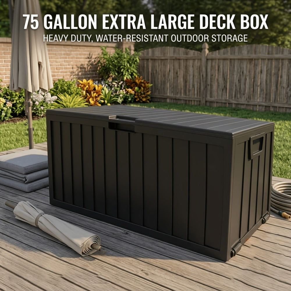 Outdoor Storage Box with Handles and Wheels for Pool Accessories