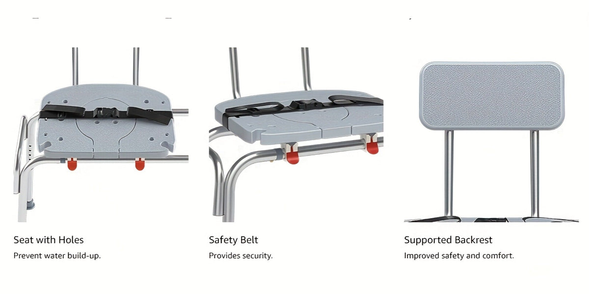 Shower Chair for Elderly Heavy Duty 400 lbs Transfer Bench with Safety Belt Non-Slip Adjustable Height Tool-Free Assembly Bath Seat for Disabled Recovery Seniors 39 Inch Extra Long Shower Bench Bathtub Transfer Chair