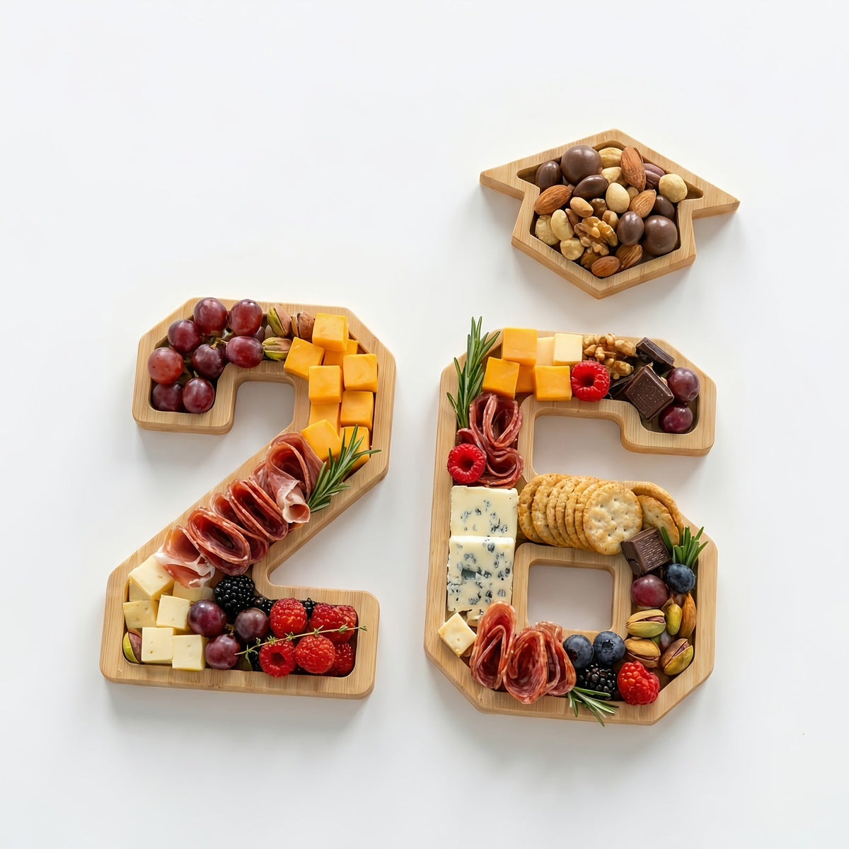 2026 Graduation Decorations Table Centerpiece Set – Charcuterie Board with Number 26 & Graduation Cap, Serving Trays for Preschool, High School & College Grad Party Supplies