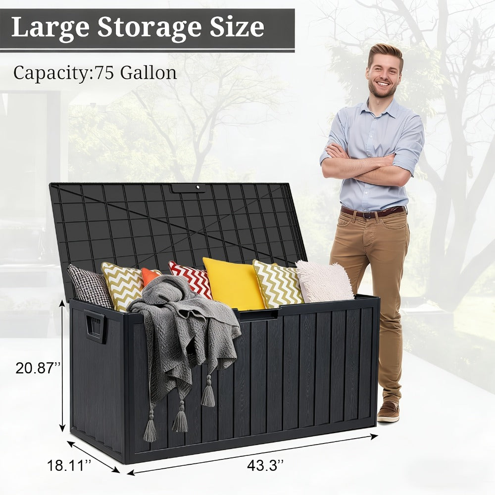 Outdoor Storage Box with Handles and Wheels for Pool Accessories